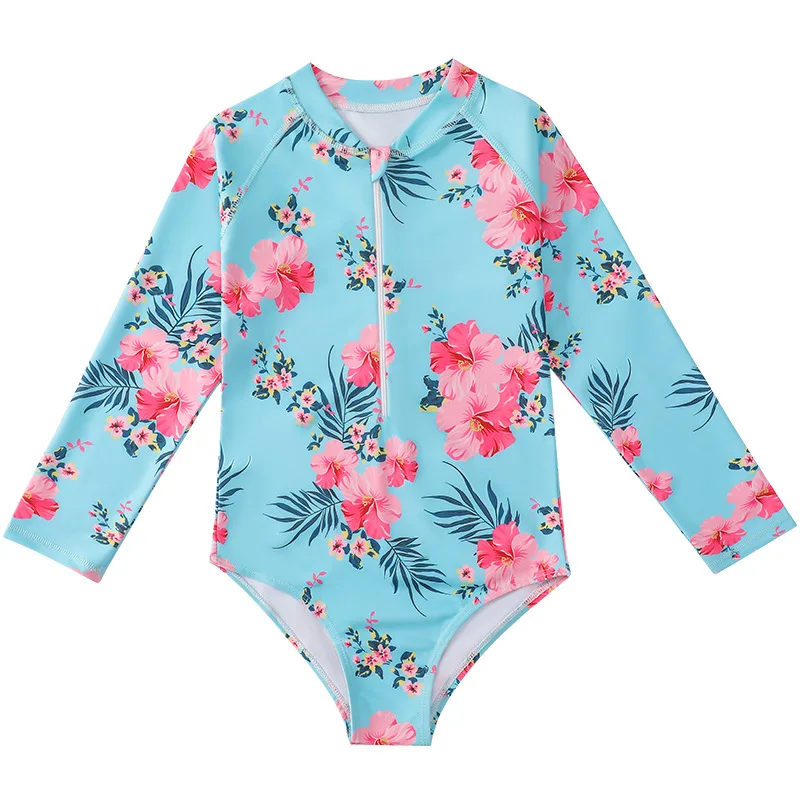 Cute Toddler Baby Girl Swimwear Long Sleeve Unicorn Infant Bathing Suits Bright Ruffle Mermaid Swimsuit Kids One Piece Beachwear 15