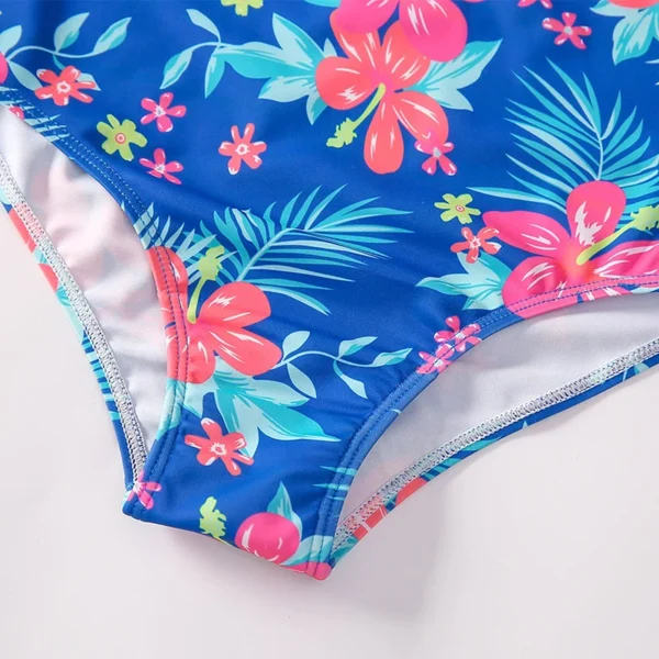 Kid Girls Romper Swimsuit Rash Guard Beachwear Long Sleeve V Neck Floral Flamingo Print Swimwear Bathing Suit 6
