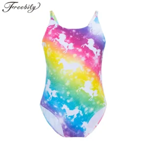 Kids Girls One Piece Swimsuit Sleeveless Cartoon Horse Fish Scales Mermaid Monokini Swimwear Bathing Suit Summer Beachwear 1