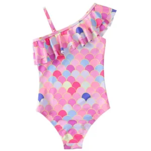 Children Girls One-Piece Swimwear with Sun Protection Stylish Look Kids Bikini Swimsuit 4-12 Years 1