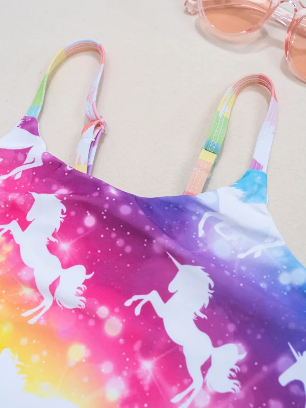 Kids Girls One Piece Swimsuit Sleeveless Cartoon Horse Fish Scales Mermaid Monokini Swimwear Bathing Suit Summer Beachwear 4