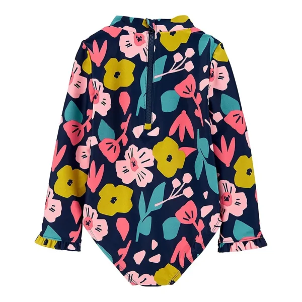 2024 Children's Swimsuit Girls Long Sleeve One-piece Sun Beach Swimwear Girls Anti-UV Protection Swimming Suit for Kids Girl 2