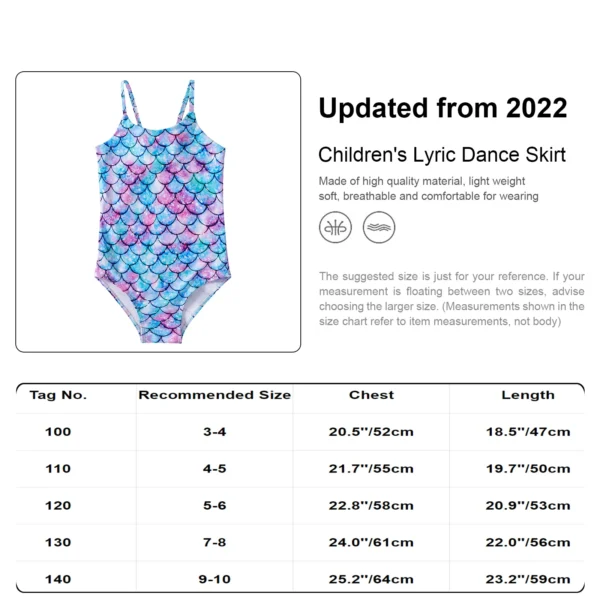 Kids Girls One Piece Swimsuit Sleeveless Cartoon Horse Fish Scales Mermaid Monokini Swimwear Bathing Suit Summer Beachwear 6