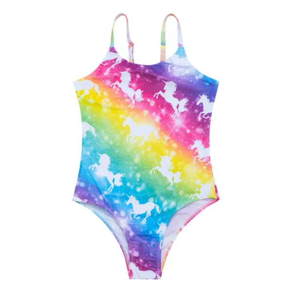Kids Girls One Piece Swimsuit Sleeveless Cartoon Horse Fish Scales Mermaid Monokini Swimwear Bathing Suit Summer Beachwear 3
